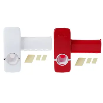 

Adhesive Toothbrush Holder Automatic Toothpaste Dispenser Bathroom Accessories Set Wall Mount Rack OrganizerTools Kit No Drill