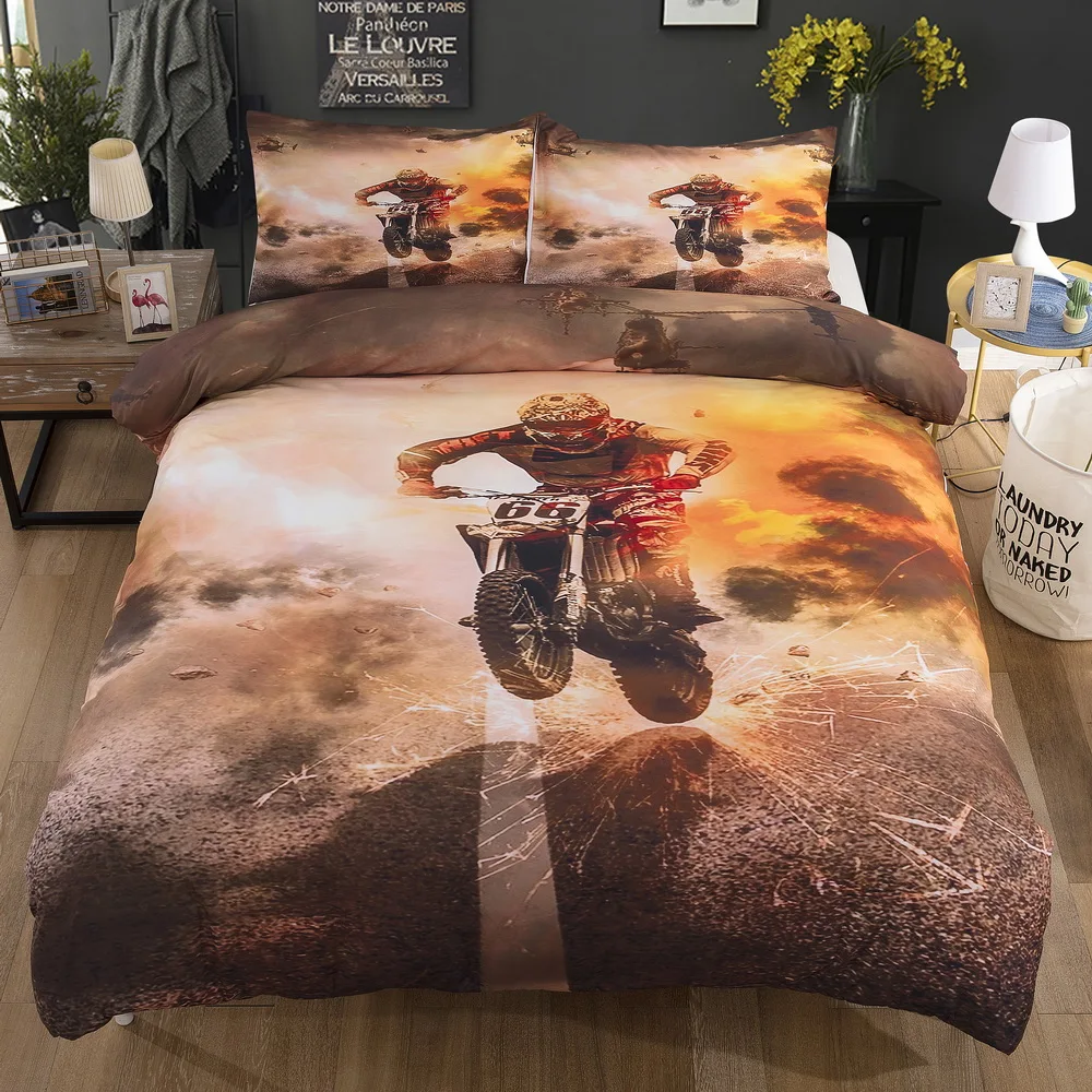 3d реалистичный мотоцикл печать пододеяльник кровать пододеяльник король одеяло набор Высокое качество постельное белье королева для мальчиков взрослых - Цвет: motorcycle 3