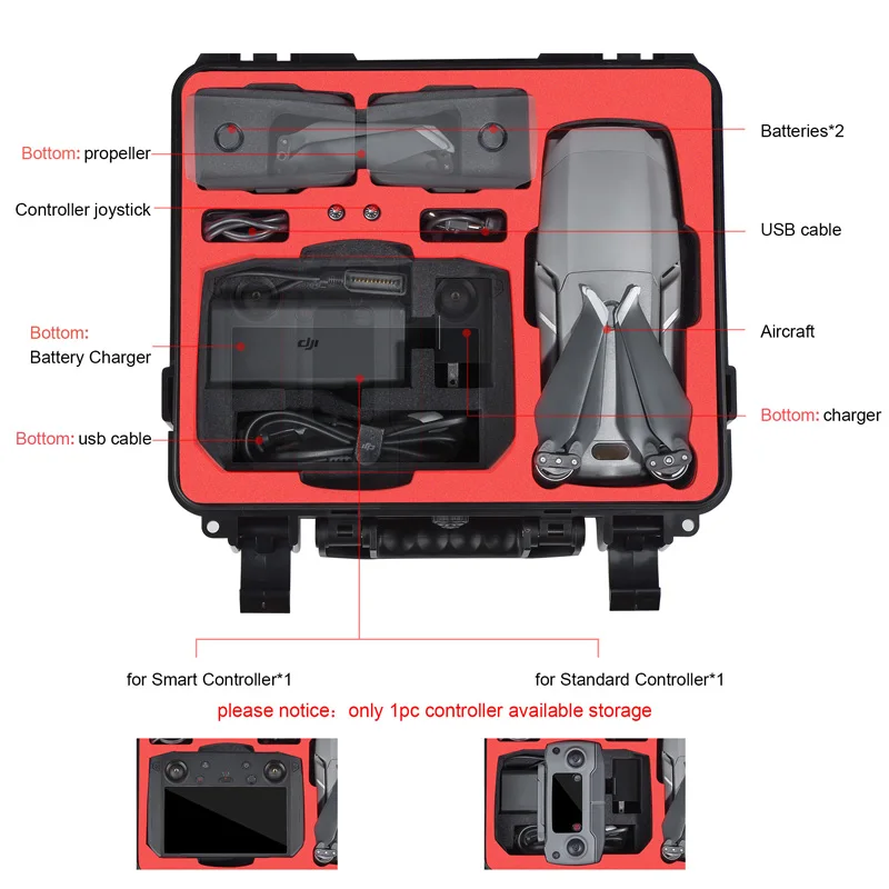 Estojo de Transporte Bolsa de Armazenamento de Casca Dura para Mavic Drone e Controlador Caixa em Estoque Mavic Zoom Câmera Inteligente Dji 2 Pro - - Image 6