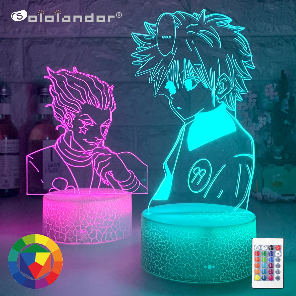 Новые 3d лампы Hisoka Face Led Изменение цвета атмосфера для детской спальни Декор лампа