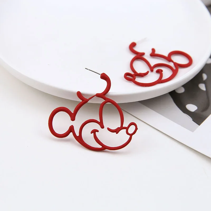 Mickey(Red) FENGLI, цветные серьги-гвоздики с Микки Маусом для женщин, Дональд Дак, Милая Красная серьга, Женские Ювелирные изделия с Микки Маусом, лучший подарок для друга на день рождения - Окраска металла: Mickey(Red)