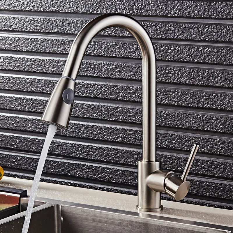 

Kitchen Faucet Mixer Pull Out Kitchen Tap Single Handle Single Hole 360 Rotate Copper Chrome/ Nickel/Gold Swivel Sink Mixer Tap