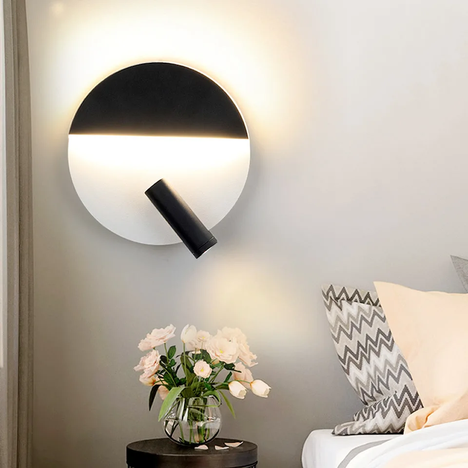 

Simple Creative LED Wall Light Modern Bedroom Bedside Lamp 360Degree Rotatable Wall Mounted Reading Light For Living Room Hotel