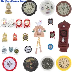 New 1:12 Scale Dollhouse Miniature Wall Clock Play Doll House Miniaturas Home Decor Accessories Toy Pretend Play Furniture Toy