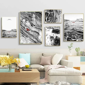 

Abstract Sea Wave Canvas Paintings Wall Art Black and White Posters and Prints HD Pictures Nordic Home Living Room Wall Decor