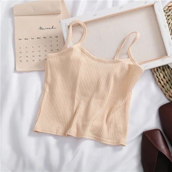 

HELIAR Camisoles Women Knitting Spaghetti Vest Sexy Crop Top Solid Knited Camisole Femme Camis Women Top 2020 Tank Top Femme