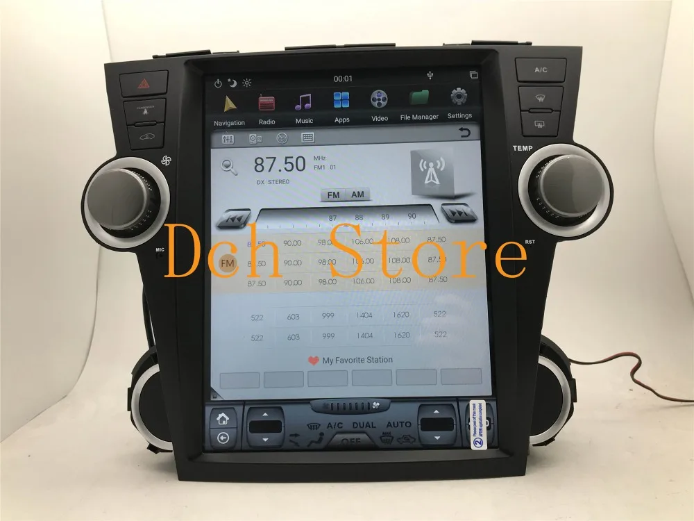 12,1 ''tesla стиль Android 8,1 автомобильный dvd-плеер gps для Toyota Highlander 2008- навигация 4G ram PX6 CARPLAY радио NAVI авто