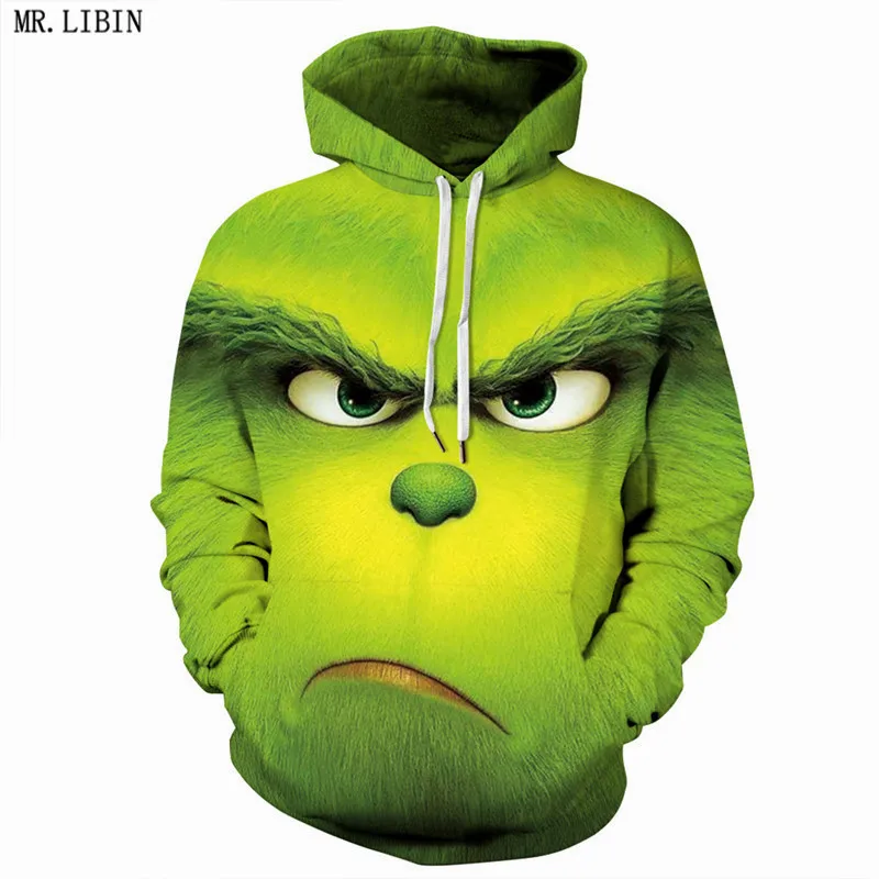 Новый фильм Grinch 3D печатных толстовки мужские комбинезоны унисекс хип хоп