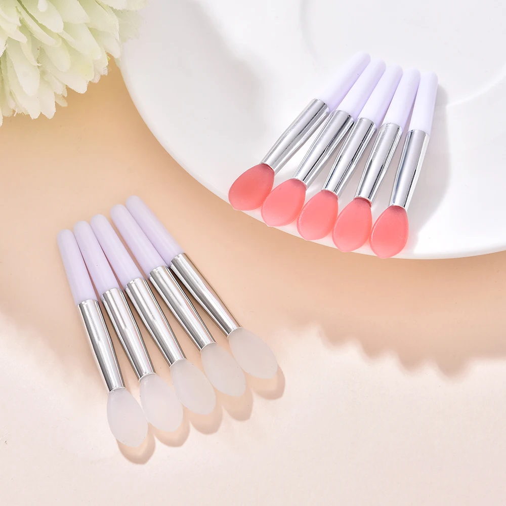 5Pcs Double Side Soft Silicone Head Eyeshadow Lip Applicator Brush Makeup Brushes with PVC Bag Cosmetic Beauty Makeup Tools makeup brushes eyeshadow sponge applicators lip makeup applicators makeup tool set