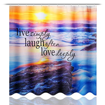 

Shower Curtain Toilet Cover Home Polyester Rugs Mat Set Washable Waterproof Separate Non Slip Practical Universal Easy Clean