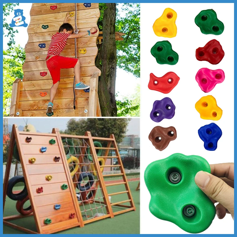 10pcs/set Rock Climbing Holds Kids Wood Wall Climbing Stones Toys