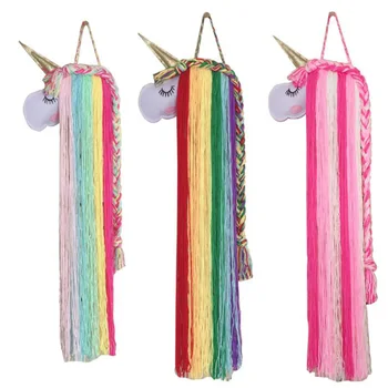 

Children's Room Decoration Ornaments Unicorn Girls Wall Hanging Decoration Toy Hairbow Hanger Rope Hair Clip Headbands Storage