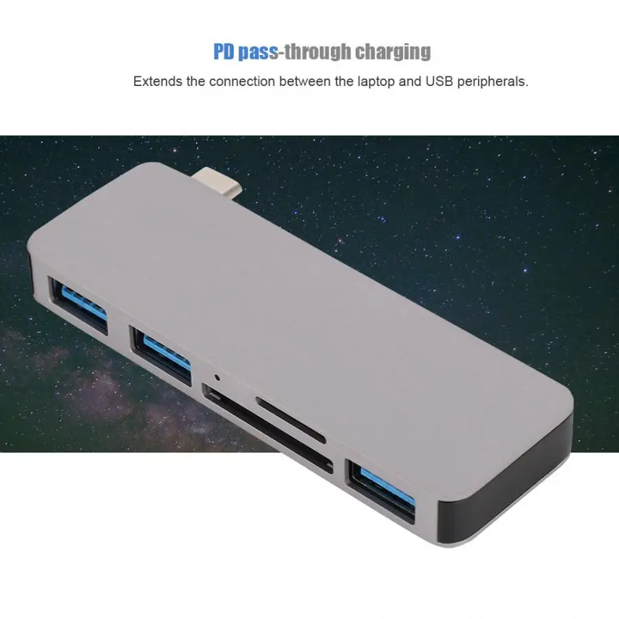 5 в 1 type-C многофункциональный концентратор USB3.0 память TF карта 5 Гбит/с док-станция 5 В/900 мАч поддержка клавиатуры жесткий диск принтер