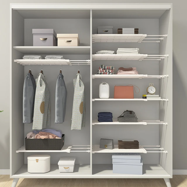 Adjustable Closet Organizer Storage Shelf Space-saving Airing Cupboard Shelves Kitchen Home Decorative Cabinet Holders 5