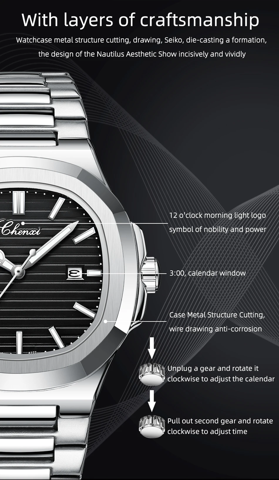 CHENXI 2022 New Men's Watches Business Clock Top Luxury Brand Quartz Men Watch Stainless Steel Waterproof Luminous Wristwatch