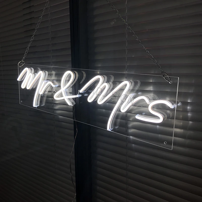 

Hdjsign12V Transparent Acrylic Mr & Mrs Flex Led Neon Light Ins Wall Decor Neon Wall Signs Light Up Signs