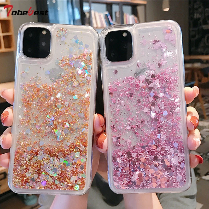 Блестящий Жидкий чехол для iPhone 11 X XS XR Max 8 7 6 6S Plus силиконовые чехлы динамический