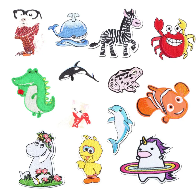 

Ocean Animal Iron on Patches for Clothing DIY Embroidery Stripe on Clothes Sequin Horse Duck Applique Badge Decal Cloth Fabric