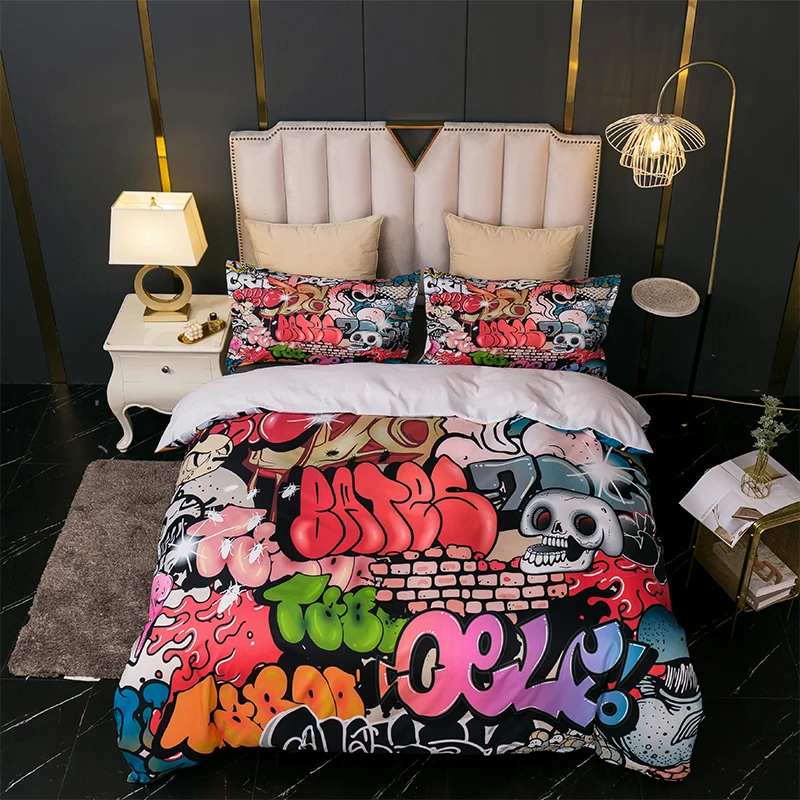 Bedding Set Hip hop Graffiti Street Reactive 3D Printing Duvet Cover