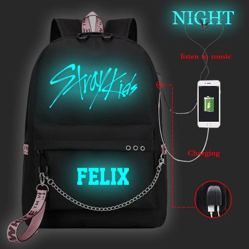 Girls Backpacks 11 Stray Kids Mochilas Рюкзак для девочек Harajuku школьные рюкзаки для девочек Женская Студенческая сумка для книг рюкзак дорожный рюкзак - Цвет: Girls Backpacks 11