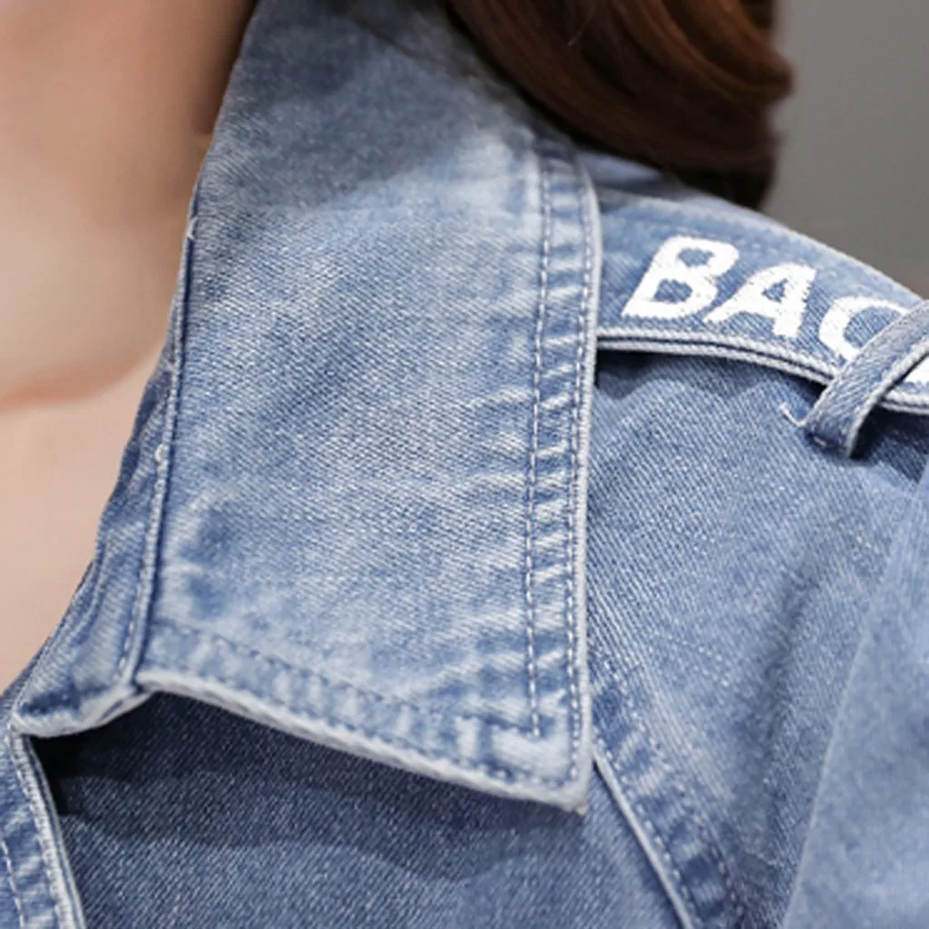 Новые модные женские джинсовые куртки женские винтажные джинсы куртка весна осень джинсовые пальто с отворотом толстые длинные рукава свободные пальто#109