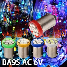 100 sztuk Ba9s 44 47 T11 T4W bagnet AC 6V/6.3V 1206 3020 8SMD LED maszyna do pinballa żarówka lampa Non ghosting/anti migotanie