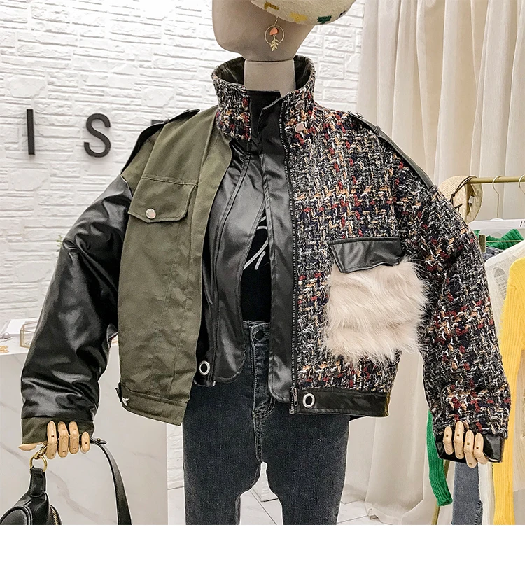SHENGPALAE, зимняя одежда с длинным рукавом и стоячим воротником, шерстяное Свободное пальто с карманами, одежда с хлопковой подкладкой, Свободное пальто, 5D184