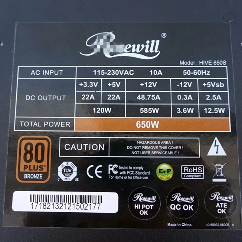 PSU для Rosewill полный модульный 80 плюс золото широкий Mute игра источник питания 650 Вт блок питания Фотон 650