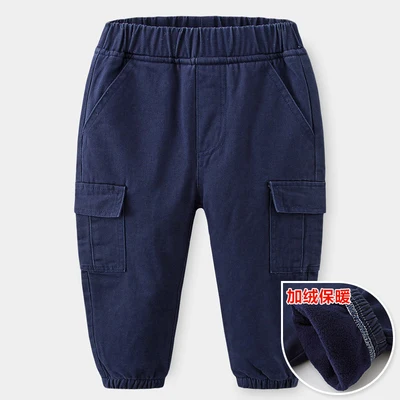yn blue thick Г. Штаны для мальчиков детская одежда на весну-осень однотонные детские штаны для маленьких мальчиков, брюки размер от 90 до 130, для малышей, синий, зеленый, хлопок - Цвет: yn blue thick