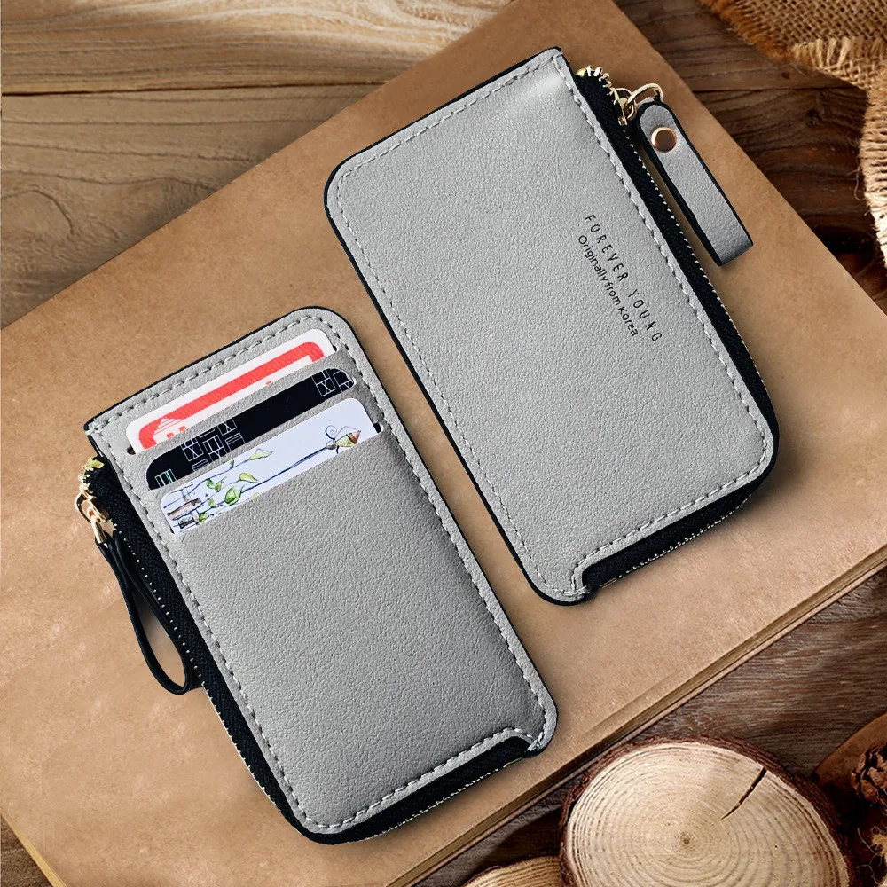 

Korean Fashion Slim Men's Leather Small Wallet Credit Card Holder Wallet For Men Small Cash Zipper Coin Purse Men Leather Wallet