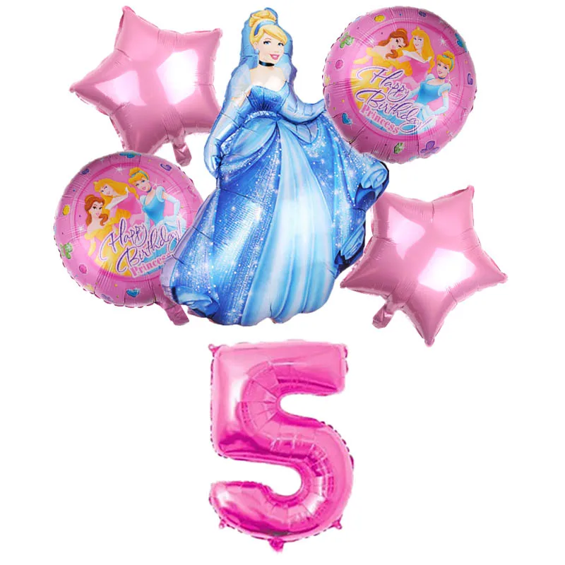 6 шт., Золушка, Белоснежка, Аврора, Эльза, принцесса, фольга, 32 дюйма, воздушные шары, набор, детские украшения для дня рождения, Детские гелиевые шары
