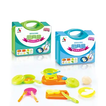 

RCtown 13Pcs/set Kitchen Pretend Play Children Simulation Cooking Tableware with Suitcase Kids Educational Toy