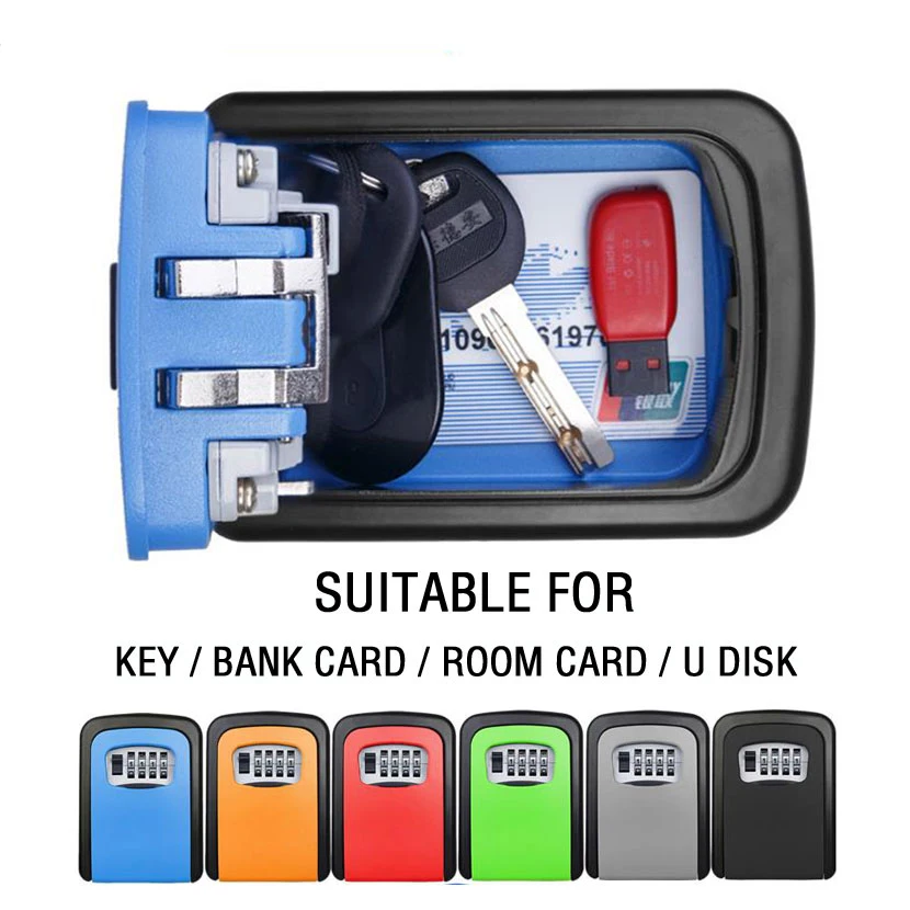 MooL Key Lock Box Wall-mounted Aluminum Alloy Key Safe Weatherproof 4 Password Combination Key Storage Lock Box Indoor  Outdoor