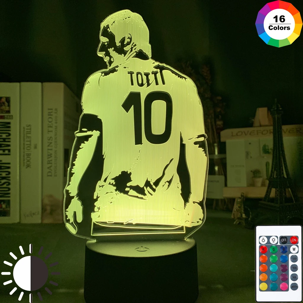 

3d Lamp Football Player Francesco Totti Back View Acrylic Nightlight for Room Decor Colorful Touch Sensor Led Night Light Gift