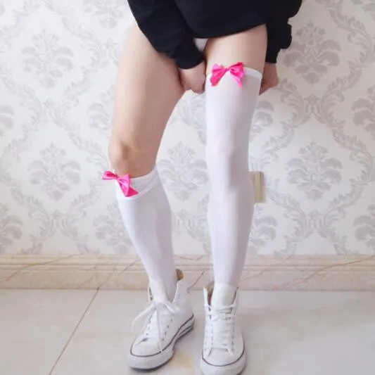 Shengrenmei Mens Sexy Tights Red Bow Stockings Solid Pantyhose Male Exotic Sex Lingerie Mens Gay Sissy Adult Fetish Man Stocking
