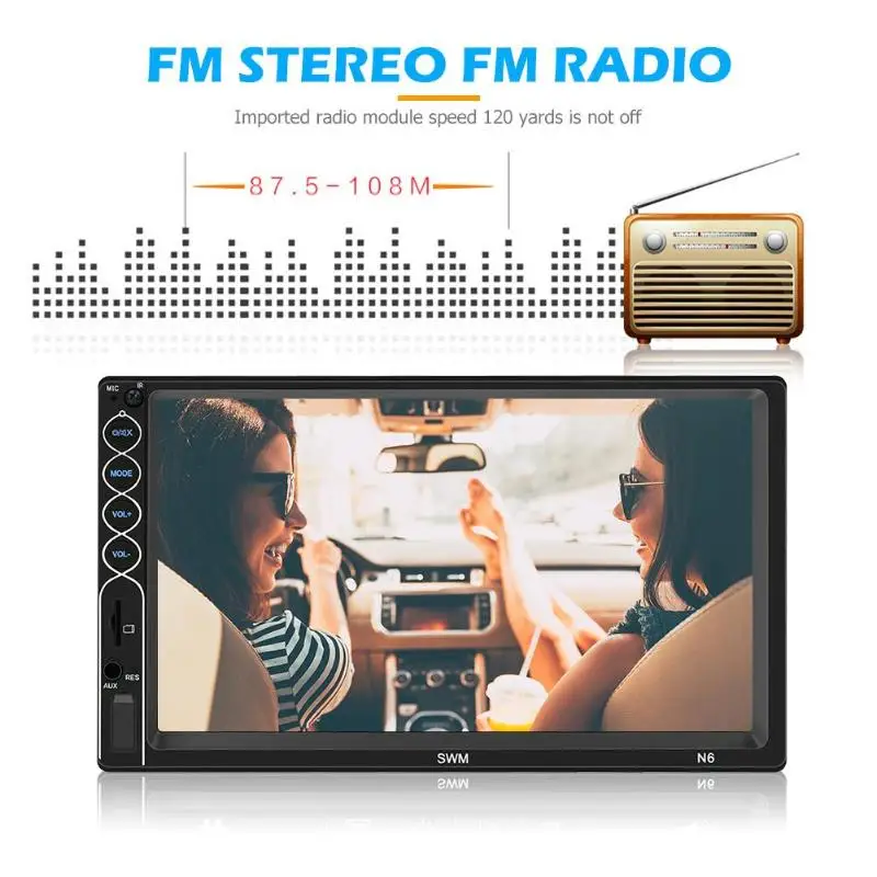 SWM стерео 2 DIN Bluetooth USB AUX радио приемник 7 дюймов сенсорный экран MP5 плеер UI дизайн с