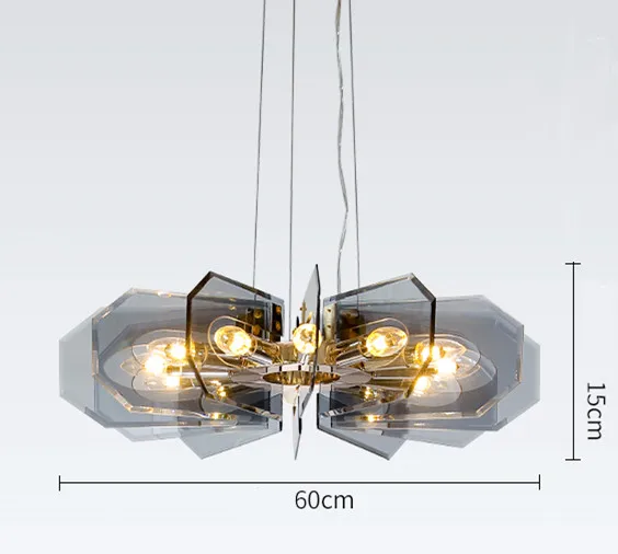 12 light D60cm Роскошные Стекло E14 Led люстра фойе золото 12/15 огни Led подвесная люстра блеск Luminarias освещение для Гостиная - Цвет абажура: 12 light D60cm