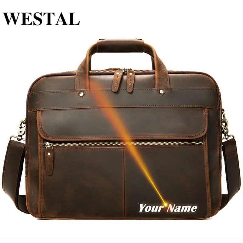 Портфель WESTAL мужской из натуральной кожи чехол для ноутбука 15 дюймов с