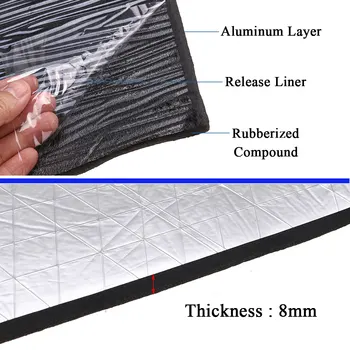 

8mm 100/140cmx100cm Car Sound Deadening Pad Heat Insulation Mat Noise Proofing Sound Deadener Hood Engine Firewall