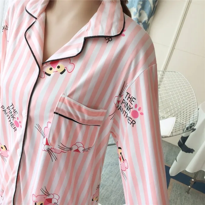 

Pajamas Spring And Autumn Women's Pajamas Classic fan ling Double Long Blue Leopard Long Sleeve Trousers Pajamas Set