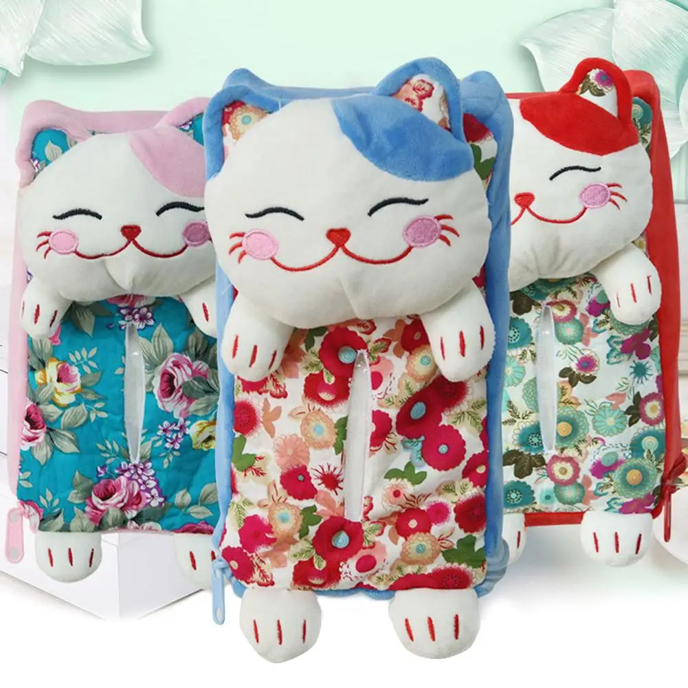 С изображением из мультфильма Lucky Cat подвесная коробка из ткани для автомобиля держатель ткани милые чехлы на коробки для салфеток Салфетка бумажное полотенце коробка держатель чехол для автомобиля Стайлинг