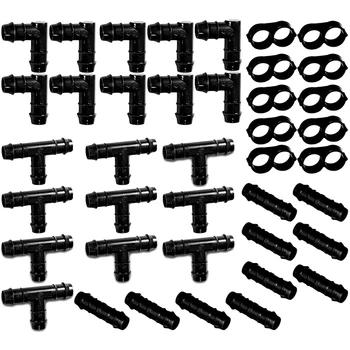 

Irrigation Fittings Kit for 1/2 Inch Inch Tubing - Tees, Couplings, Elbows, End Cap Figure 8 Plugs - Barbed Connectors