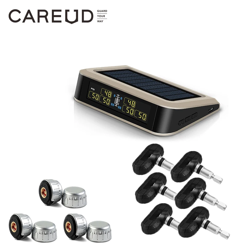 Беспроводная система контроля давления в шинах CAREUD Solar Bus RV Truck TPMS с 6