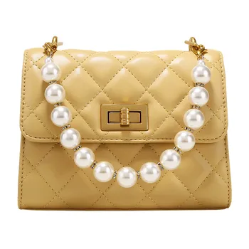

TouTou Cross Body Bag For Ladies 2019 Elegant French Pearl Chain Bag For Ladies Fashion Versatile Small Square Bag
