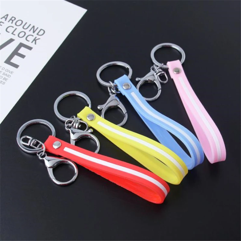 Брелок для ключей из ПВХ в полоску карамельные цвета маленький мягкий резиновый