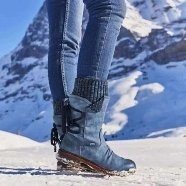 2021 Women Winter Mid-Calf Boots Flock Winter Shoes Ladies Fashion Snow Boots Shoes Thigh High Suede Warm Botas Boots Women 
