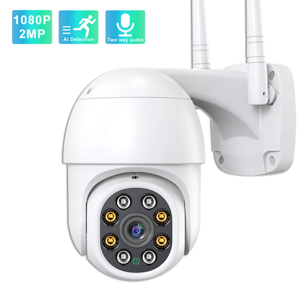 Наружная ip камера 2MP беспроводная WiFi PTZ двухсторонняя аудио P2P скоростная