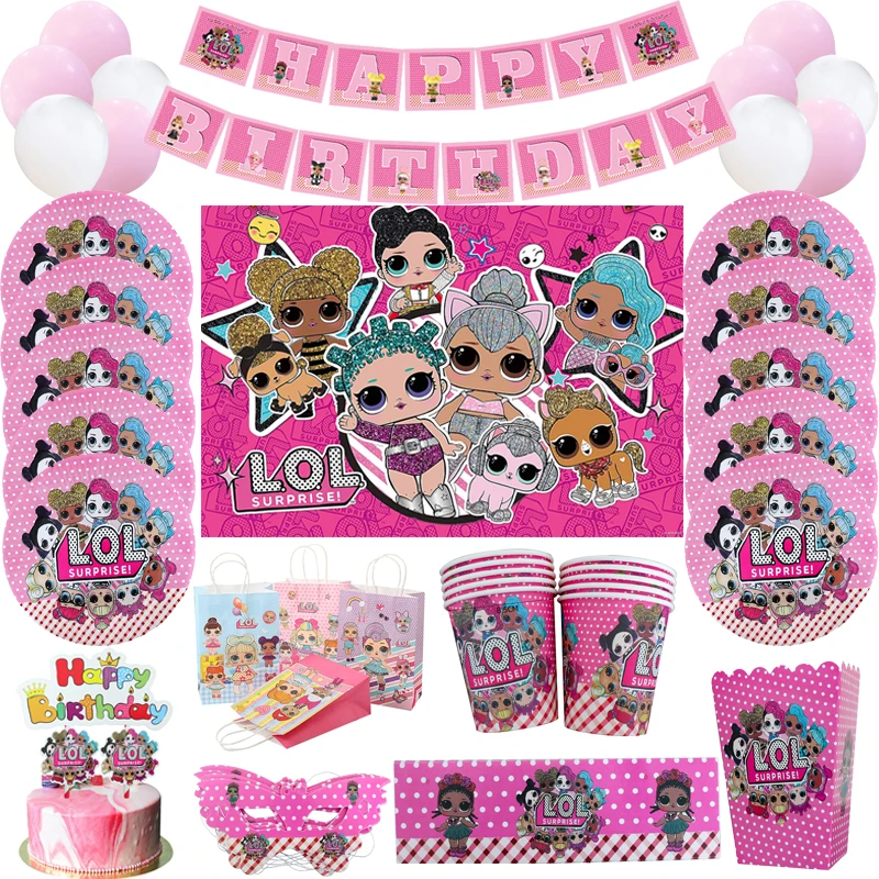 LOL Surprise Doll Birthday Party Theme Decoration One Time Supplies Holiday Cup Plate Spoon Cake Stand Activity Event Kids Gifts | Дом и сад