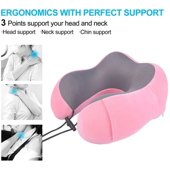 

Memory Foam Travel Pillow Head Neck Support Cushion With Sleep Mask earplugs Set New arrive