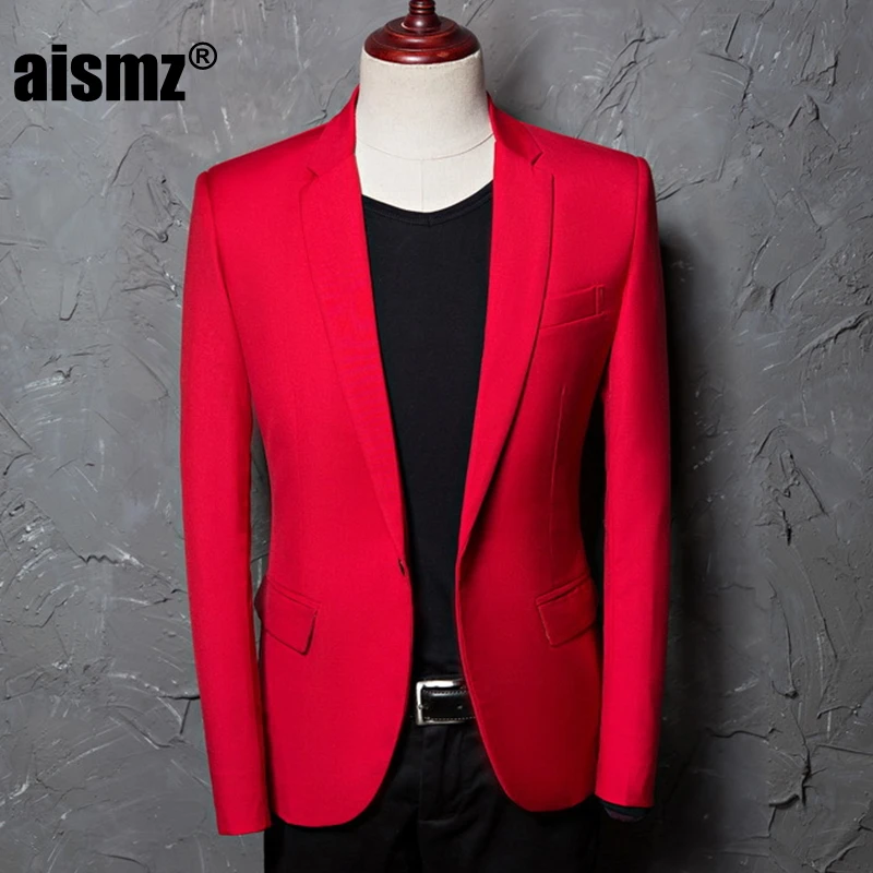 Aismz Brand Casual Mens Black Suit Jacket Banquet Party Wedding Groomsman Business Blazer Masculino Stage Costumes For Singers - Цвет: 4